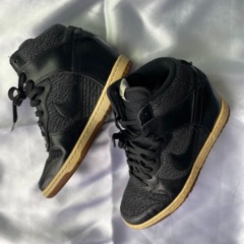 Nike high top wedge sneakers, 8, black